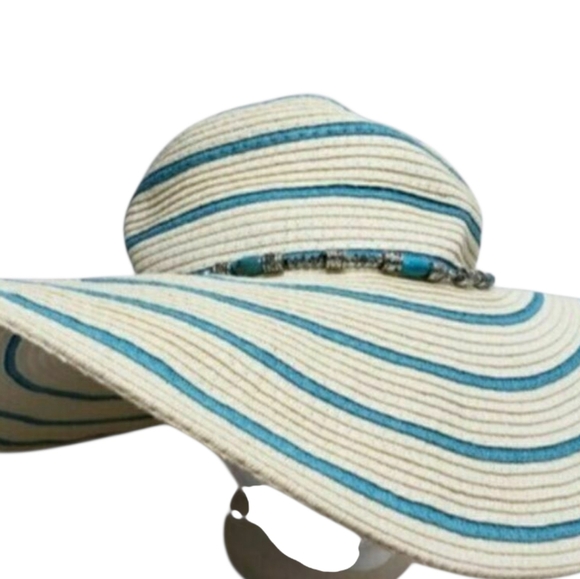 Royal Road Trading Co Sun Women's  Beach Hat Wide Brim Floppy Striped - Picture 1 of 10